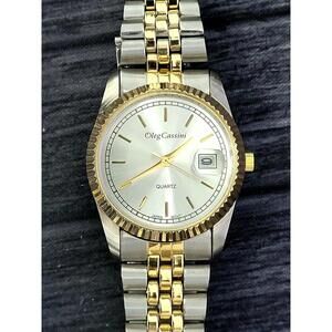 Clean Vintage Oleg Cassini Mens 40th‎ Annv Watch W Box Papers